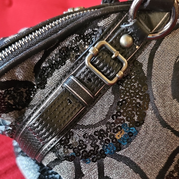COACH 2010 MADISON SOPHIA LEATHER LUREX SEQUIN LARGE SATCHEL BAG TOTE Like New! - Picture 3 of 12
